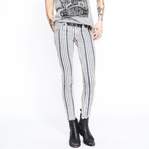 Free People Striped Ankle Crop Skinny Jeans